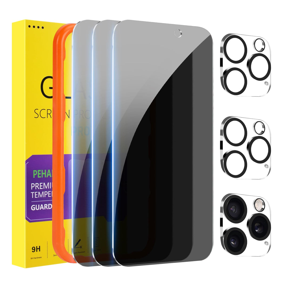 PEHAEL for iPhone 18 Pro Privacy Screen Protector+Camera Lens Protector