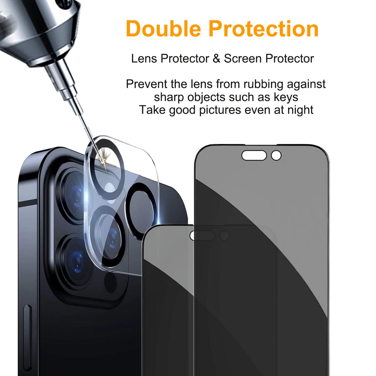 PEHAEL for iPhone 18 Pro Privacy Screen Protector+Camera Lens Protector