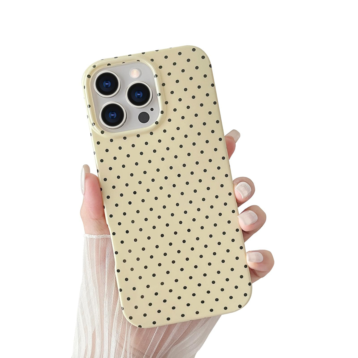 Yeddabox for iPhone 14 Plus Case Cute Polka Dot Phone Case Soft TPU Slim Shockproof Phone Cover for Women Girls, White