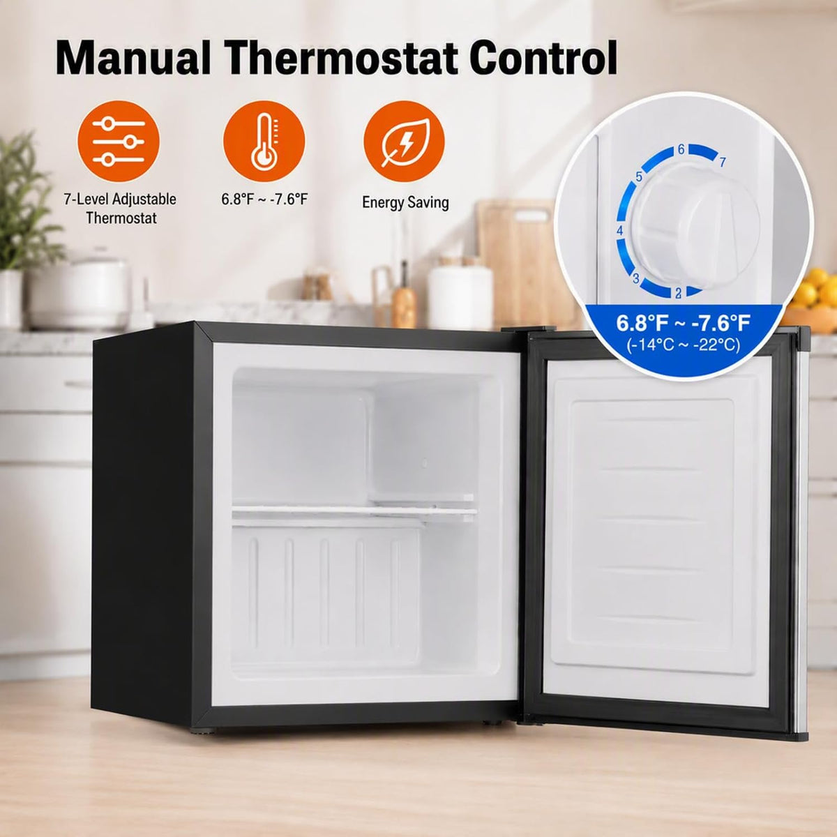 Kismile 1.1 Cu.ft Upright Mini Freezer for Dorms Apartment, Stainless Steel