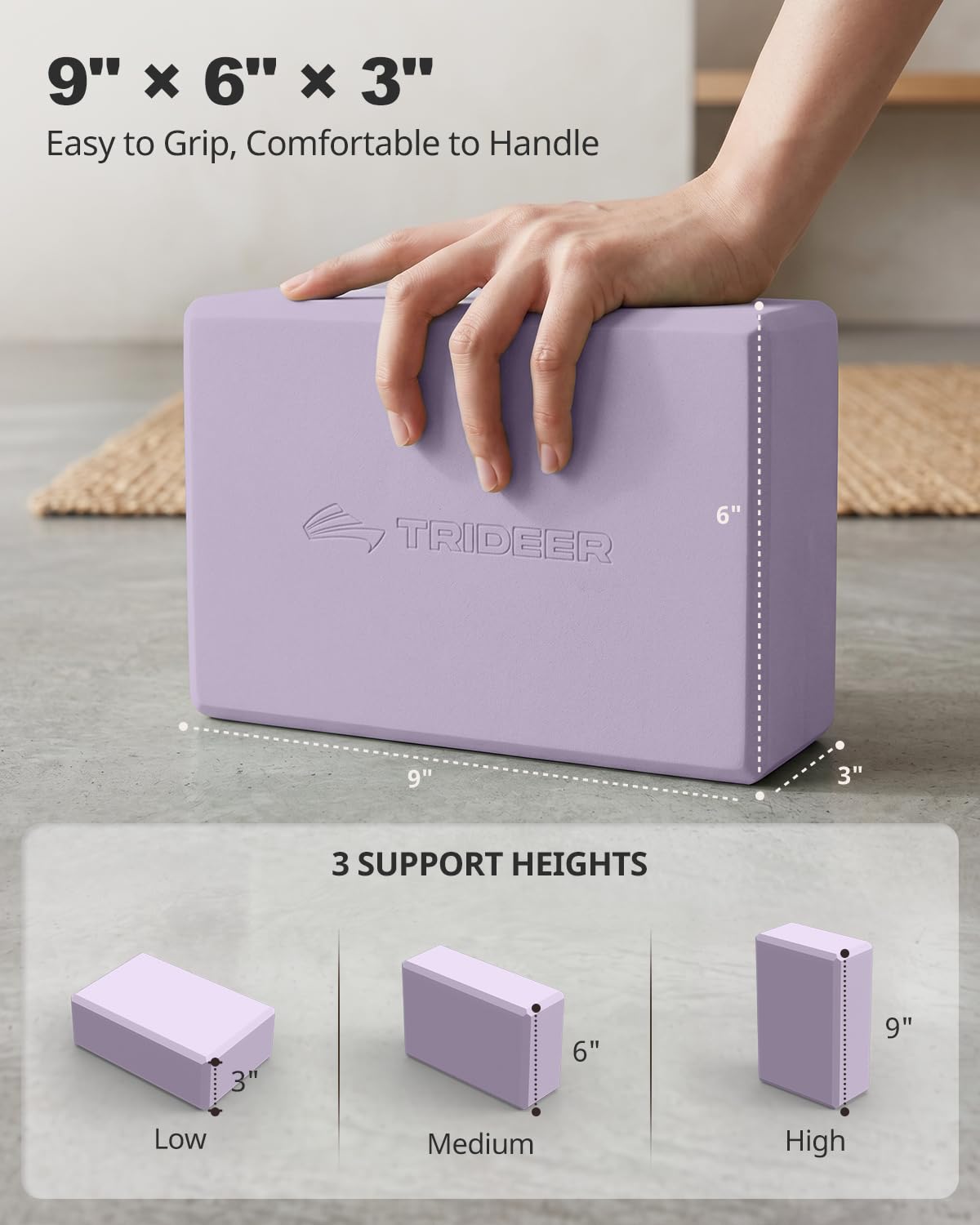 Yoga Blocks 2 Pack with Supportive Non-Slip Foam for Yoga Pilate Stretching
