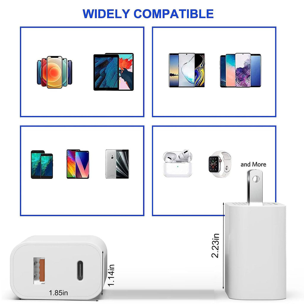 4 Pack USB C Charger Block,20W USB-C & USB-A Port Charger,for i Phone 17/16