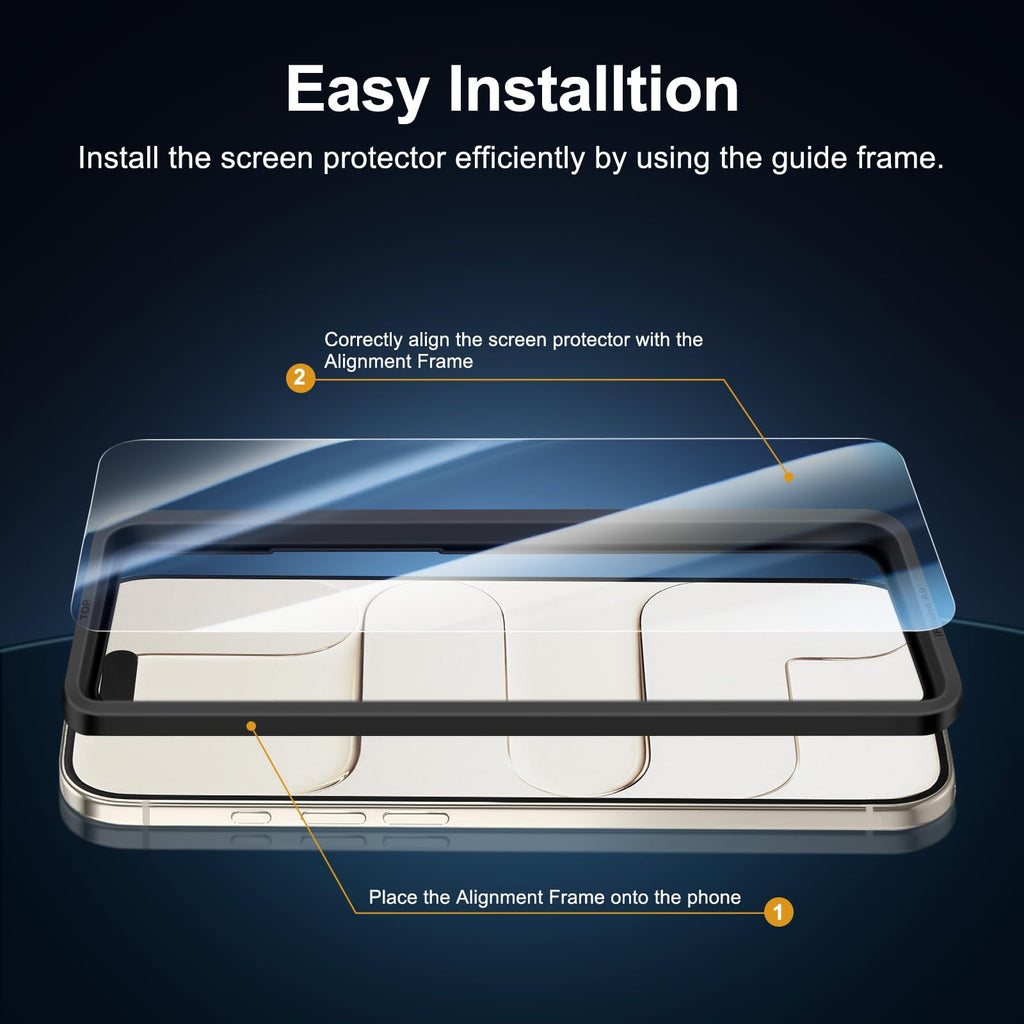 NEW'C for iPhone 16 Pro Screen Protector + Camera Lens Protector + Tool