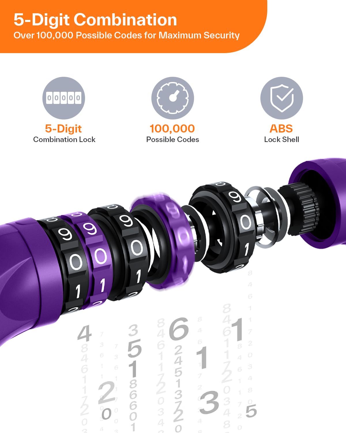 Sportneer Bike Lock: 5 Digit Combination High Security Anti Theft Bike Chain Lock - 3.2/3.6/4ft Heavy Duty Keyless Bicycle Lock for Bike, Motorcycle, Scooter, Door & Gate - 4/6mm Thick, Easy to Use