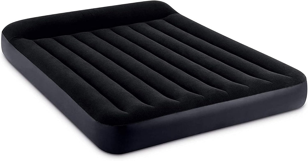 INTEX 64149ED Dura-Beam Standard Pillow Rest Air Mattress: Fiber-Tech – Queen Size – Built-in Electric Pump – 10in Bed Height – 600lb Weight Capacity