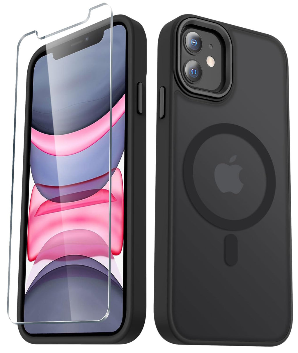 YENAPOON for iPhone 14 Case, iPhone 13 Case, Matte Magnetic Case, Black