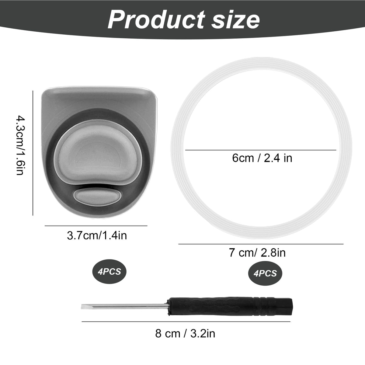 4 Sets Replacement Lid Stopper & Ring Gasket for Owala FreeSip 24oz 32oz