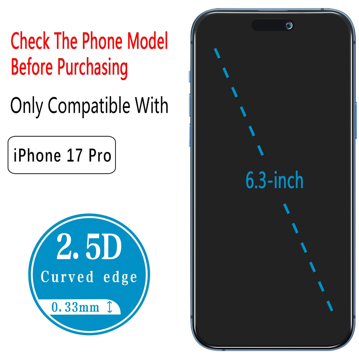 2 Pack Screen Protector for iPhone 16 Pro Max Tempered Glass