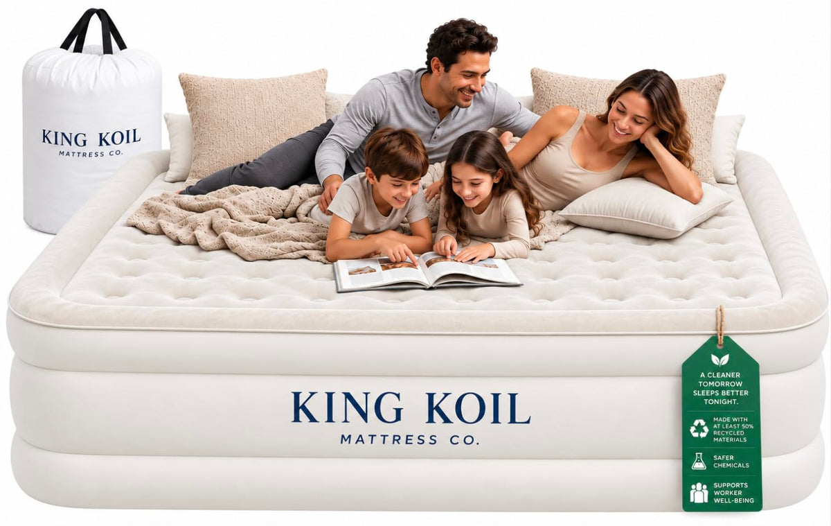 King Koil California King Air Mattress with Built-in Pump, 20” Raised Bed