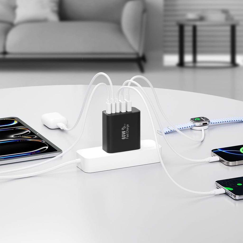 USB C Charger Block, 60W 5-Port Type C Charger Fast Charging Blocks