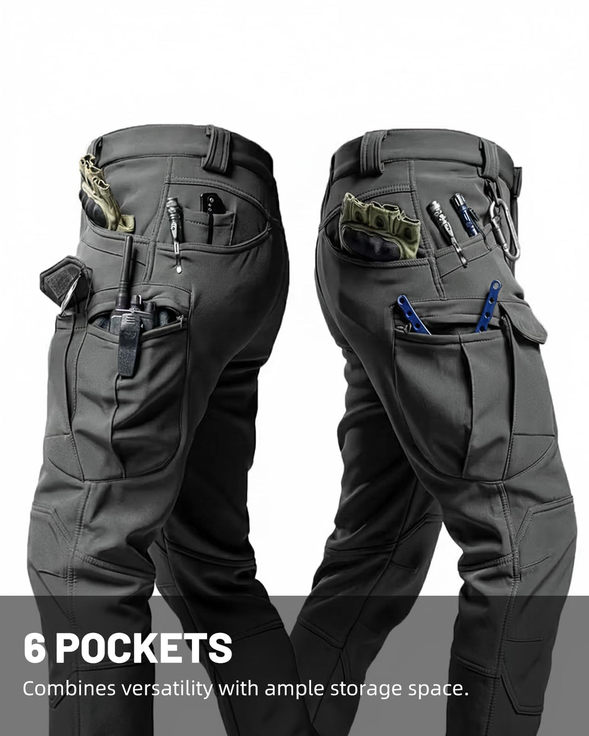 Men's Tactical Pants Stretch Waterproof Fabric Durable Cargo Pants for Hiking Casual Work Multi Pockets (No Belt)