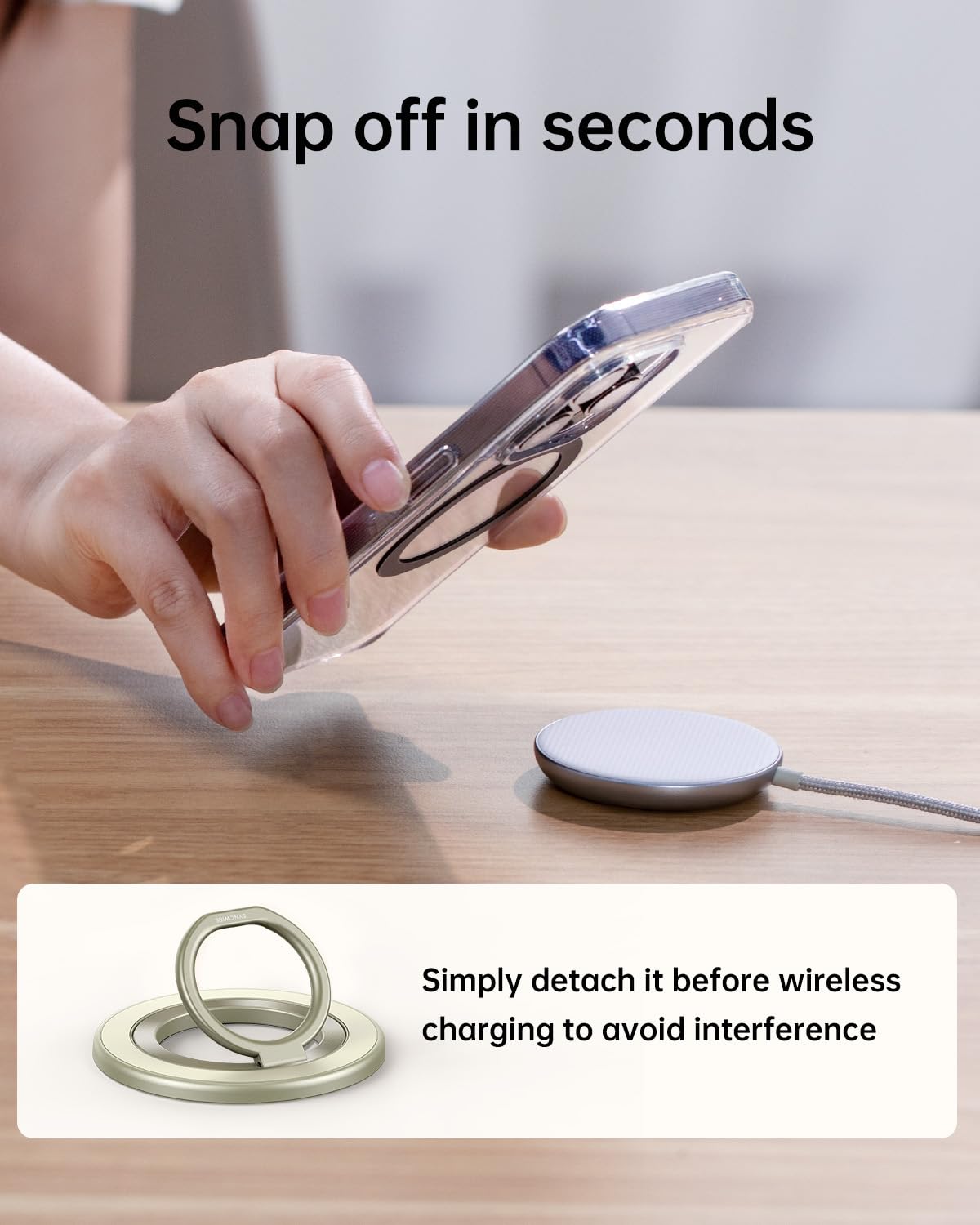 SYNCWIRE for MagSafe Phone Grip, Magnetic Phone Ring Holder Stand Kickstand
