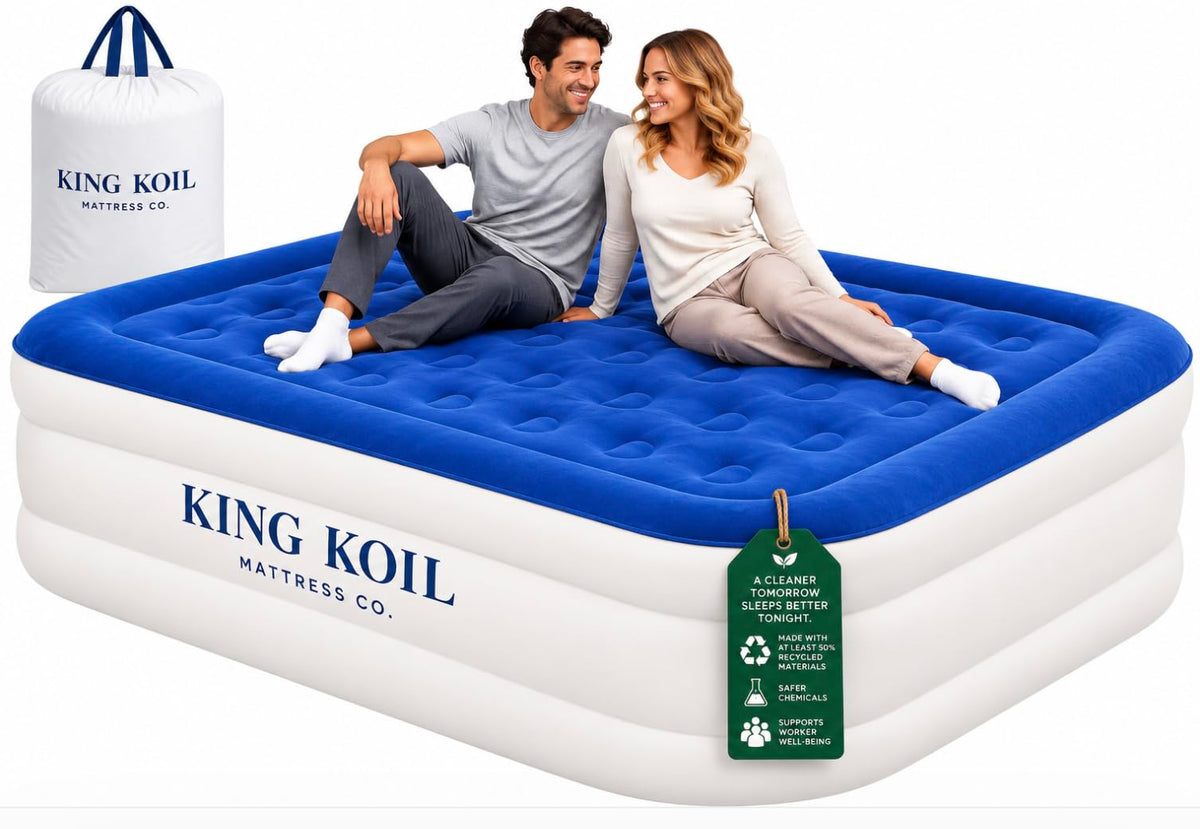 King Koil California King Air Mattress with Built-in Pump, 20” Raised Bed