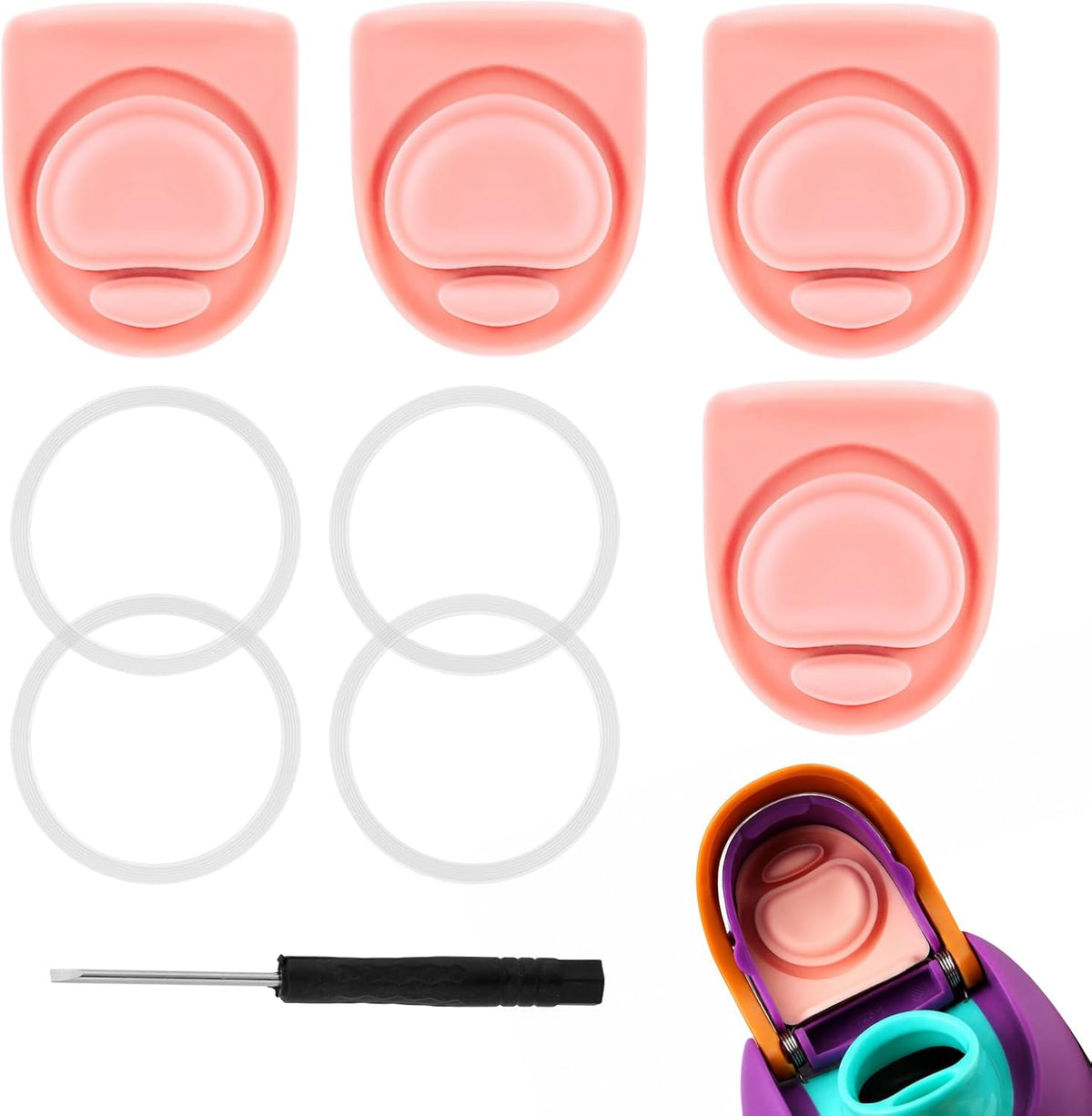 4 Sets Replacement Lid Stopper & Ring Gasket for Owala FreeSip 24oz 32oz