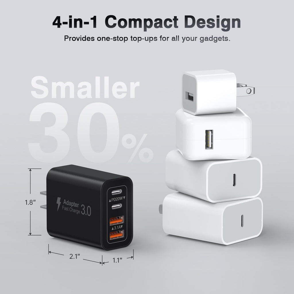 [2-Pack] USB C Wall Charger, 40W Type C Charger Fast Charging Blocks
