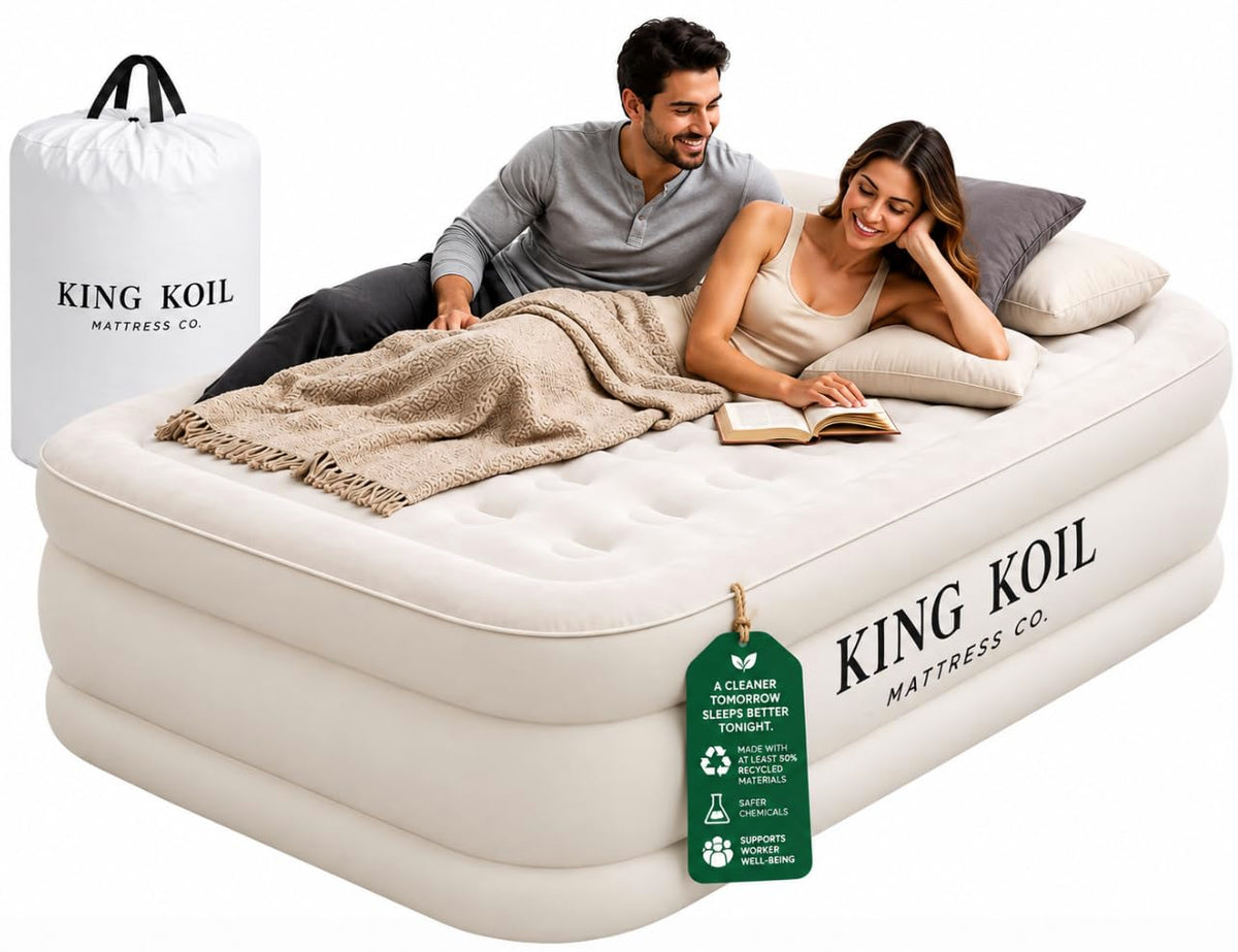 King Koil California King Air Mattress with Built-in Pump, 20” Raised Bed