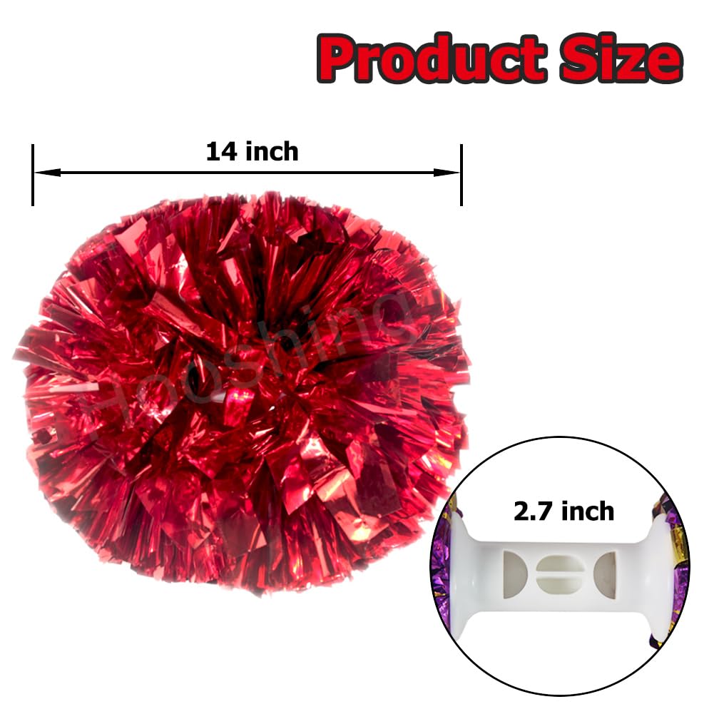 Hooshing 2/6/12PCS Pom Poms Cheerleading with Baton Handle Cheerleader Pompoms for Cheering Sports Games Dancing Party Team Spirit