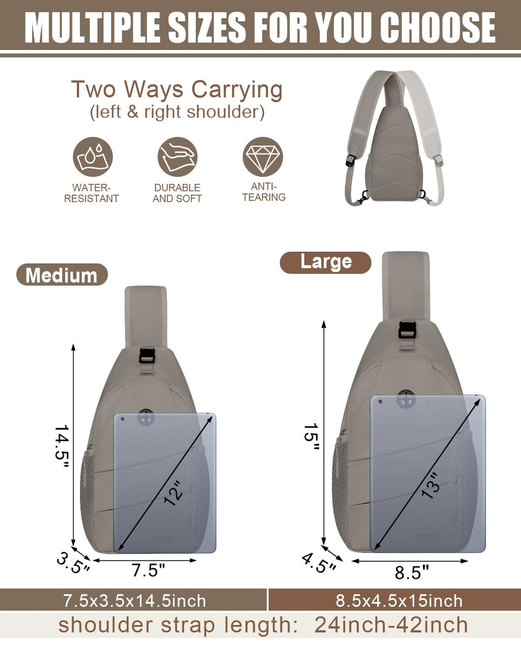 Pritent Crossbody Bags for Women Men Trendy Sling Bag Backpack Casual Chest Bag with Convertible Shoulder Strap