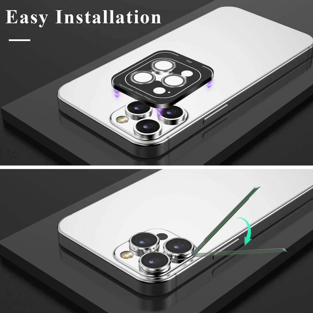 YWXTW Camera Lens Protector for iPhone 16 Pro/iPhone 16 Pro Max, [1 Step Installation Tray] Tempered Glass Screen Protector Metal Individual Camera Cover Accessories Case Friendly (Desert Titanium)