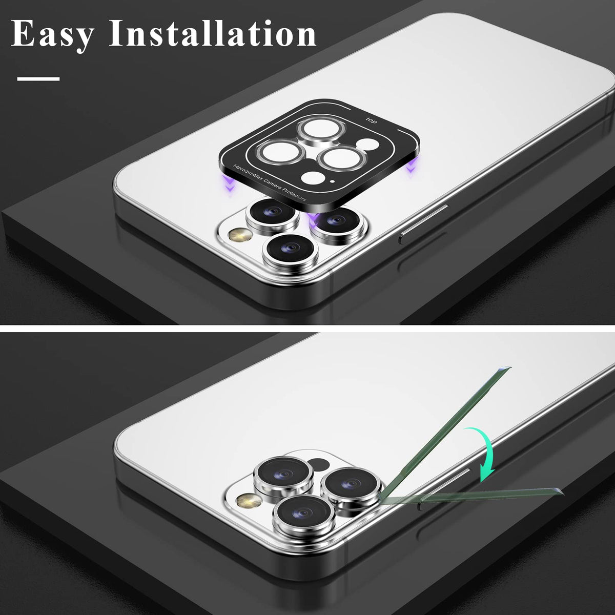 YWXTW Camera Lens Protector for iPhone 16 Pro/iPhone 16 Pro Max, [1 Step Installation Tray] Tempered Glass Screen Protector Metal Individual Camera Cover Accessories Case Friendly (Desert Titanium)