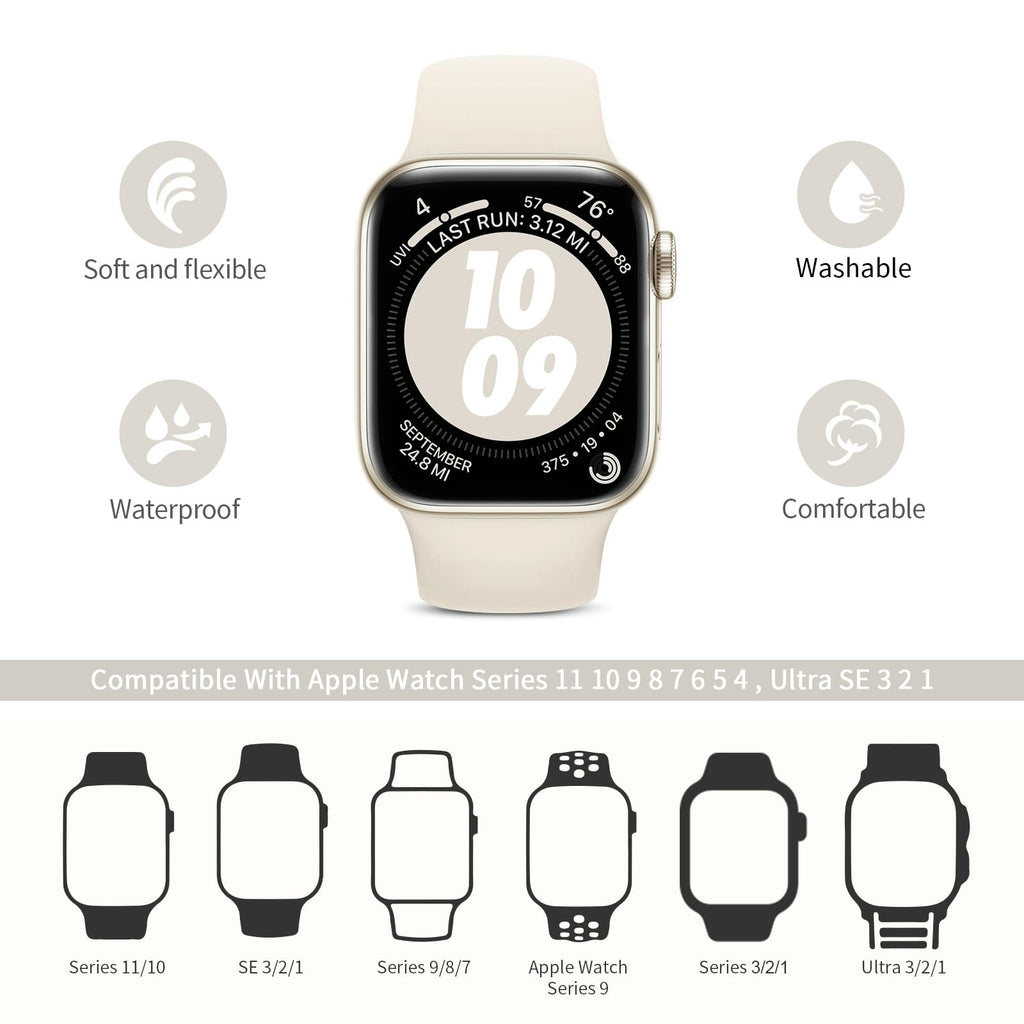 6 Pack Sport Silicone Bands Compatible with Apple Watch Band for Women Men