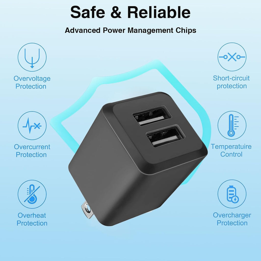 USB Wall Charger,DualPort Cube Power Adapter Charger Plug Block ChargingBox