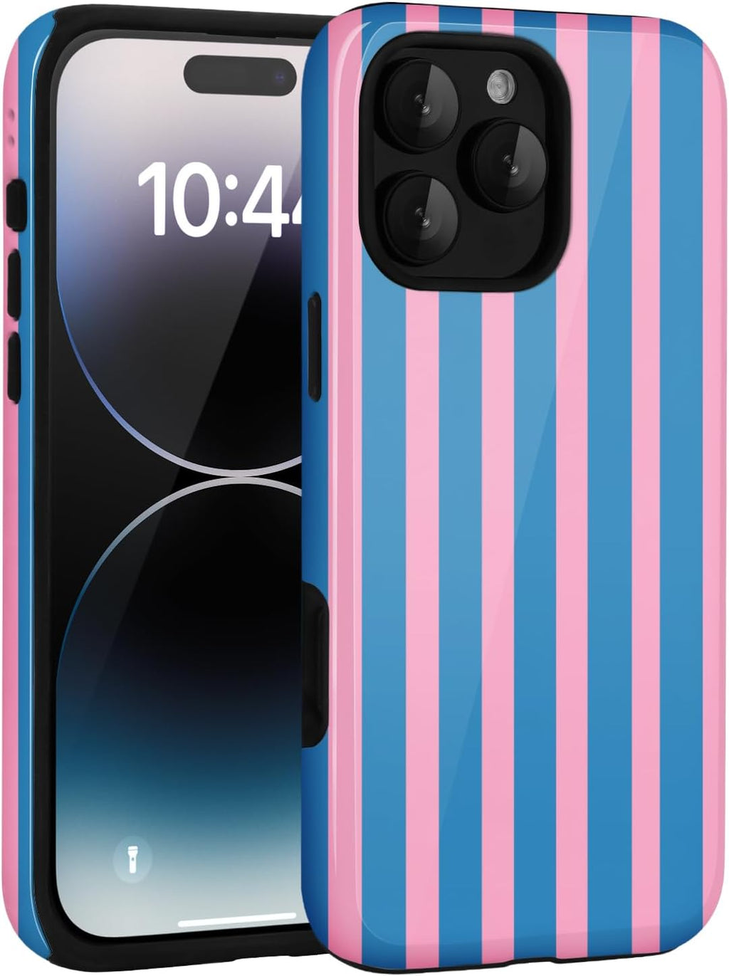 for iPhone 16 Pro Max Cute Striped Phone Case, Blue&Pink