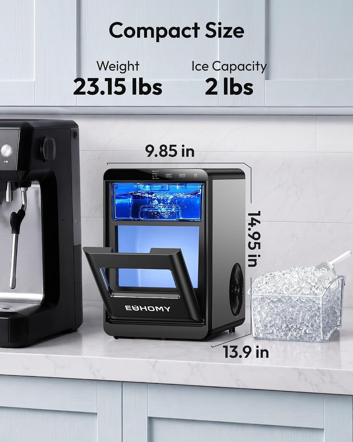 Nugget Ice Maker Countertop, 44lbs/24H, Ready in 7-10Mins, Black