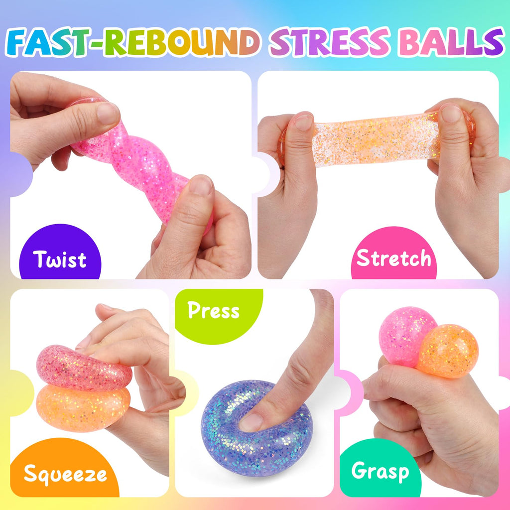 VESPRO 12Pack Fidget Toys Squishy ，Cute Bear Squeeze Ball