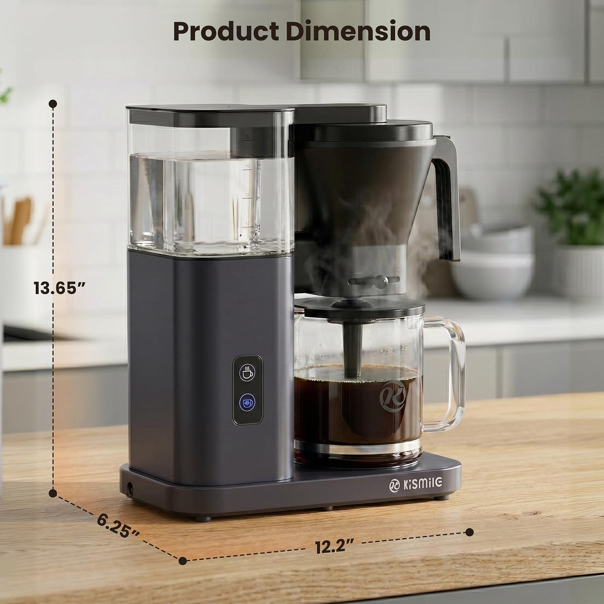 Kismile SCA Certified 8-Cup Coffee Maker, 6-Min Quick Brew, Hot & Cold Brew Coffee Machine, Adjustable Flow Control, Magnetic Anti-Drip, Keep Warm, DIY Manual Mode, Dishwasher Safe, Olive Green