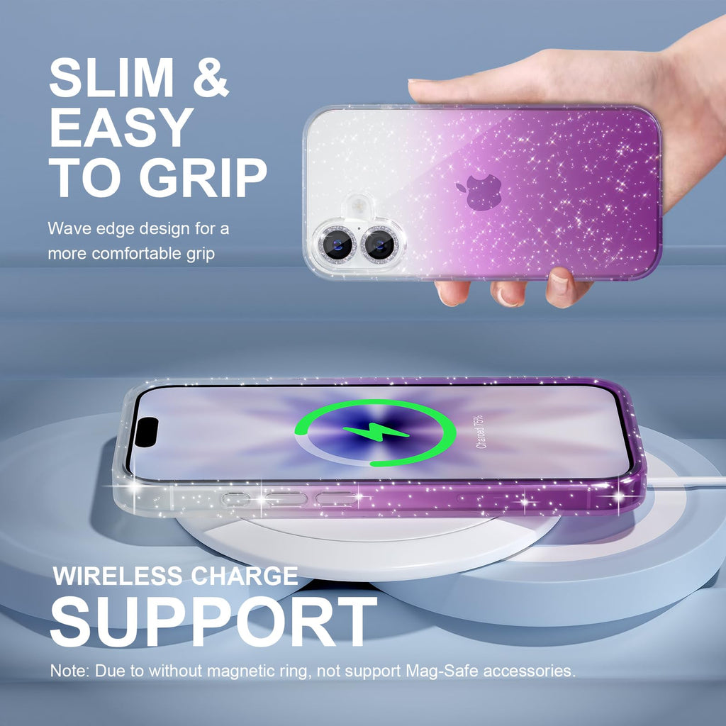 Choiche for iPhone 18 Pro Max Case Clear Women Girly (Glitter Clear)