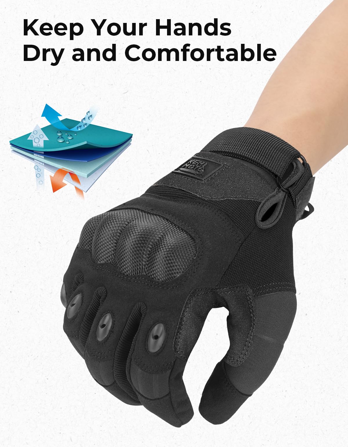 KEMIMOTO Tactical Gloves for Men, Touchscreen Motorcycle Gloves with Hard Shell & Palm Padding for Sports Motorcycle Cycling Tactical Airsoft Paintball Hunting Hiking