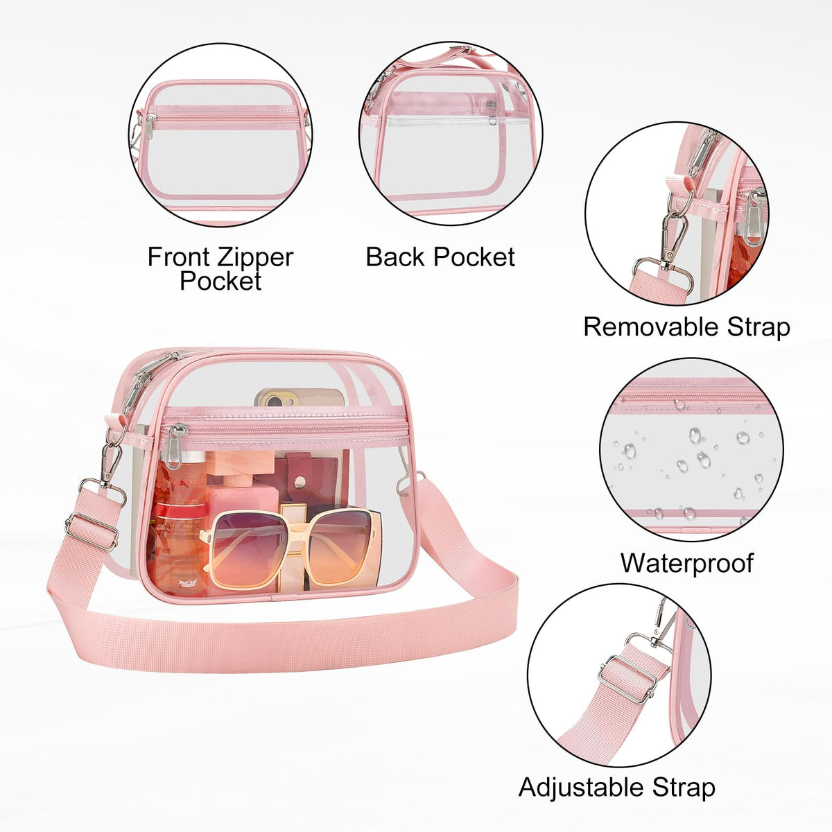 USPECLARE Clear Bag for Stadium Events Clear Sports Fan Handbags Purses