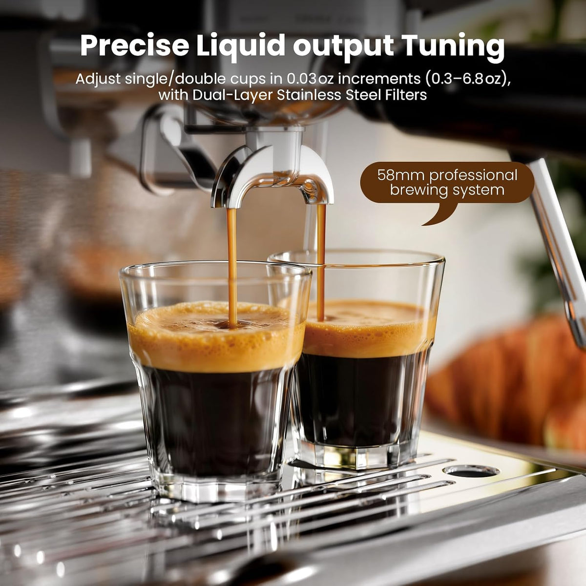 Kismile 20 Bar Dual Boiler Espresso Machine with Grinder & Milk Steamer