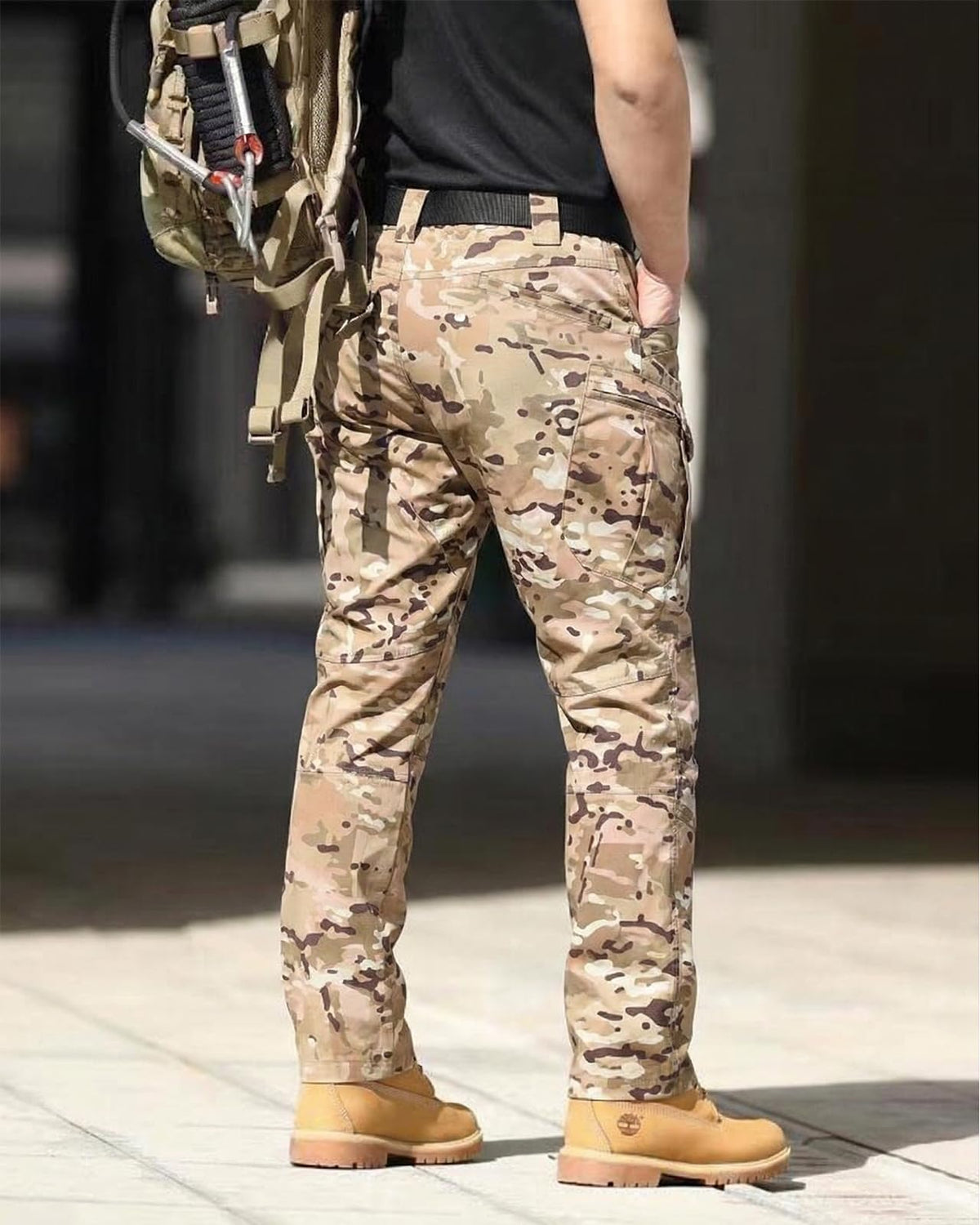 Men's Tactical Pants Stretch Waterproof Fabric Durable Cargo Pants for Hiking Casual Work Multi Pockets (No Belt)