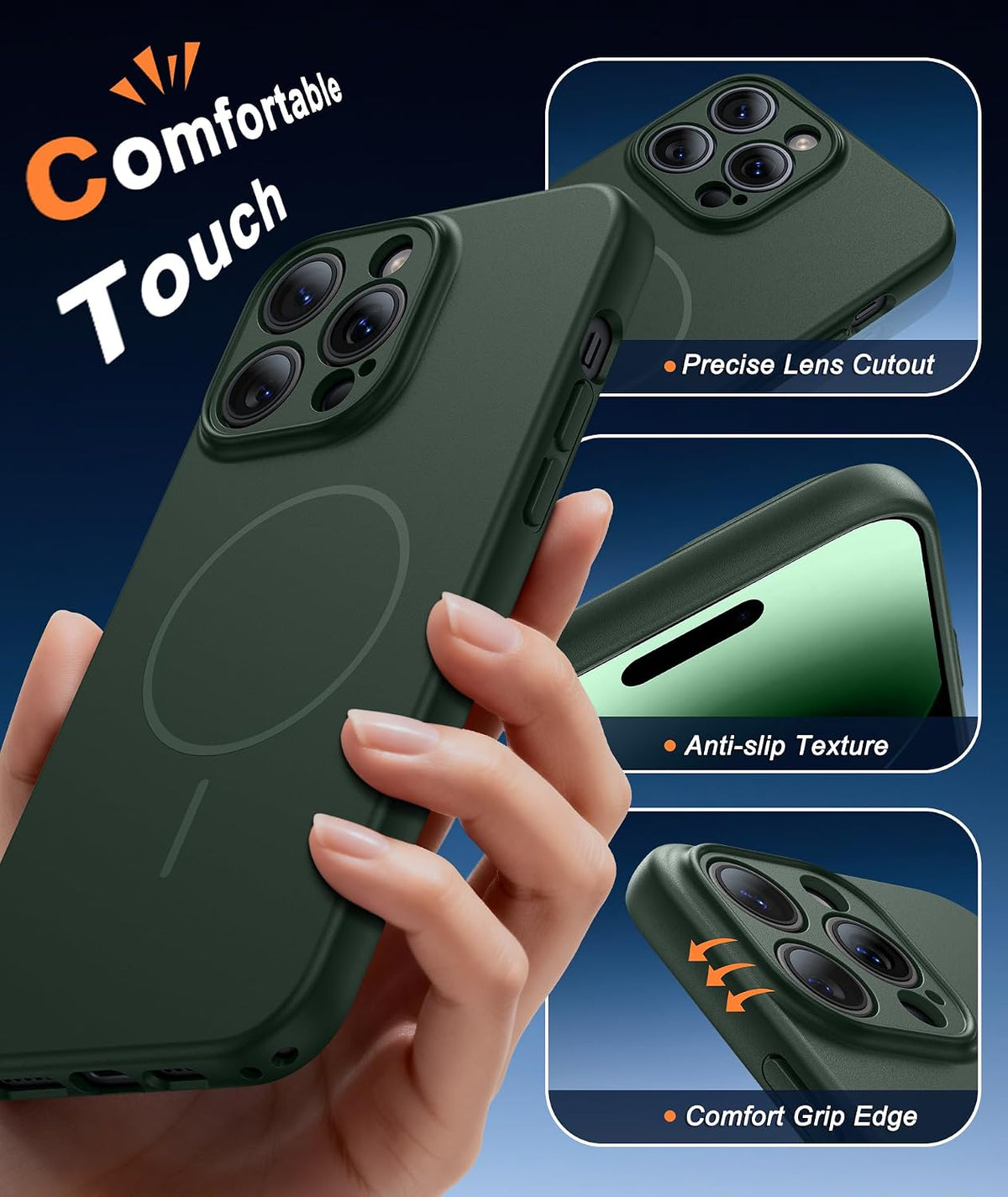 FNTCASE for iPhone 14 Pro Max Case Green: Compatible with MagSafe