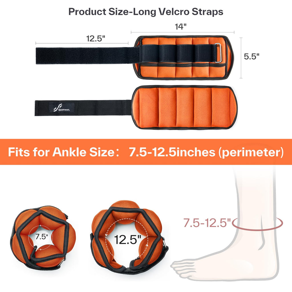 Sportneer Adjustable Ankle Weights, 2-10 lb per Pair, Removable Weights