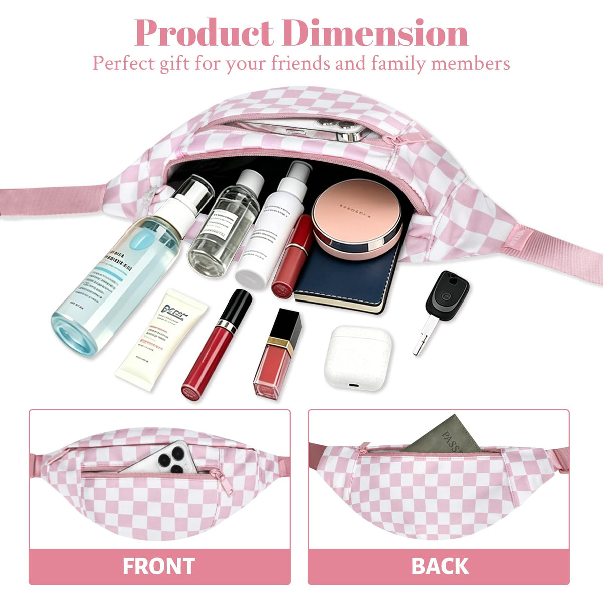 MAXTOP Large Fanny Pack for Women Men Crossbody Bag with 4-Zipper Pockets