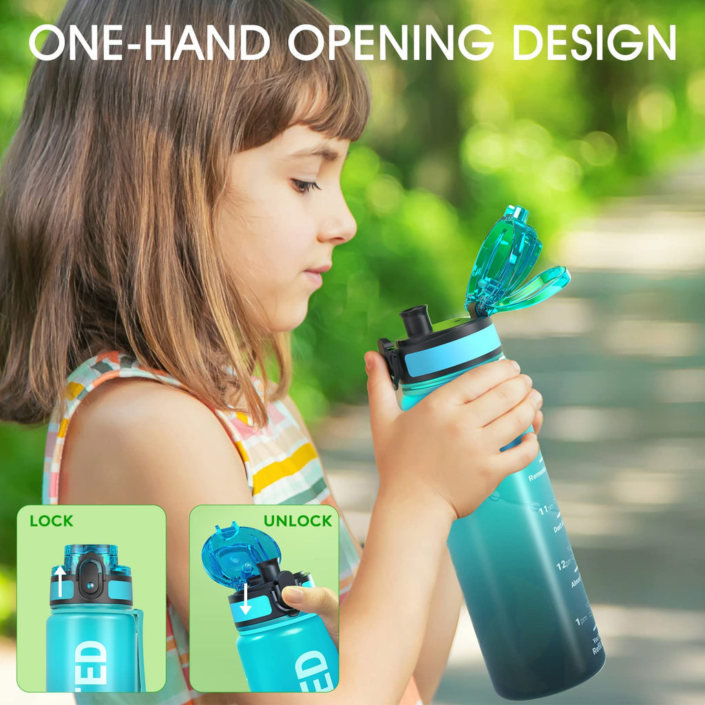Sahara Sailor Water Bottle 32oz, Tritan Sports Bottle with Time Marker
