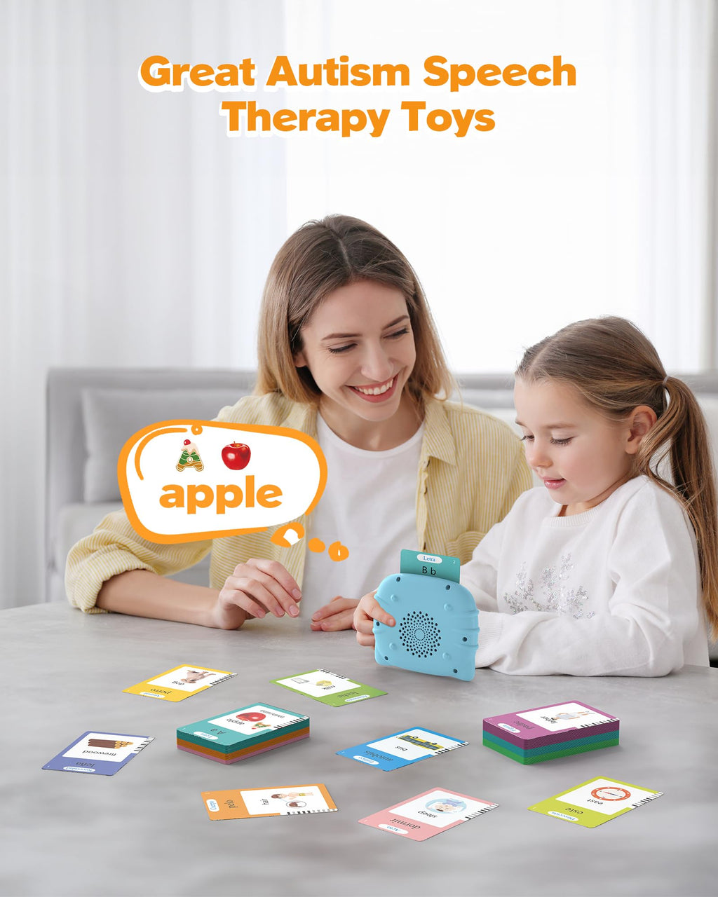 Airbition Talking Flash Cards for Toddlers Ages 1‑4,224 Words English Blue