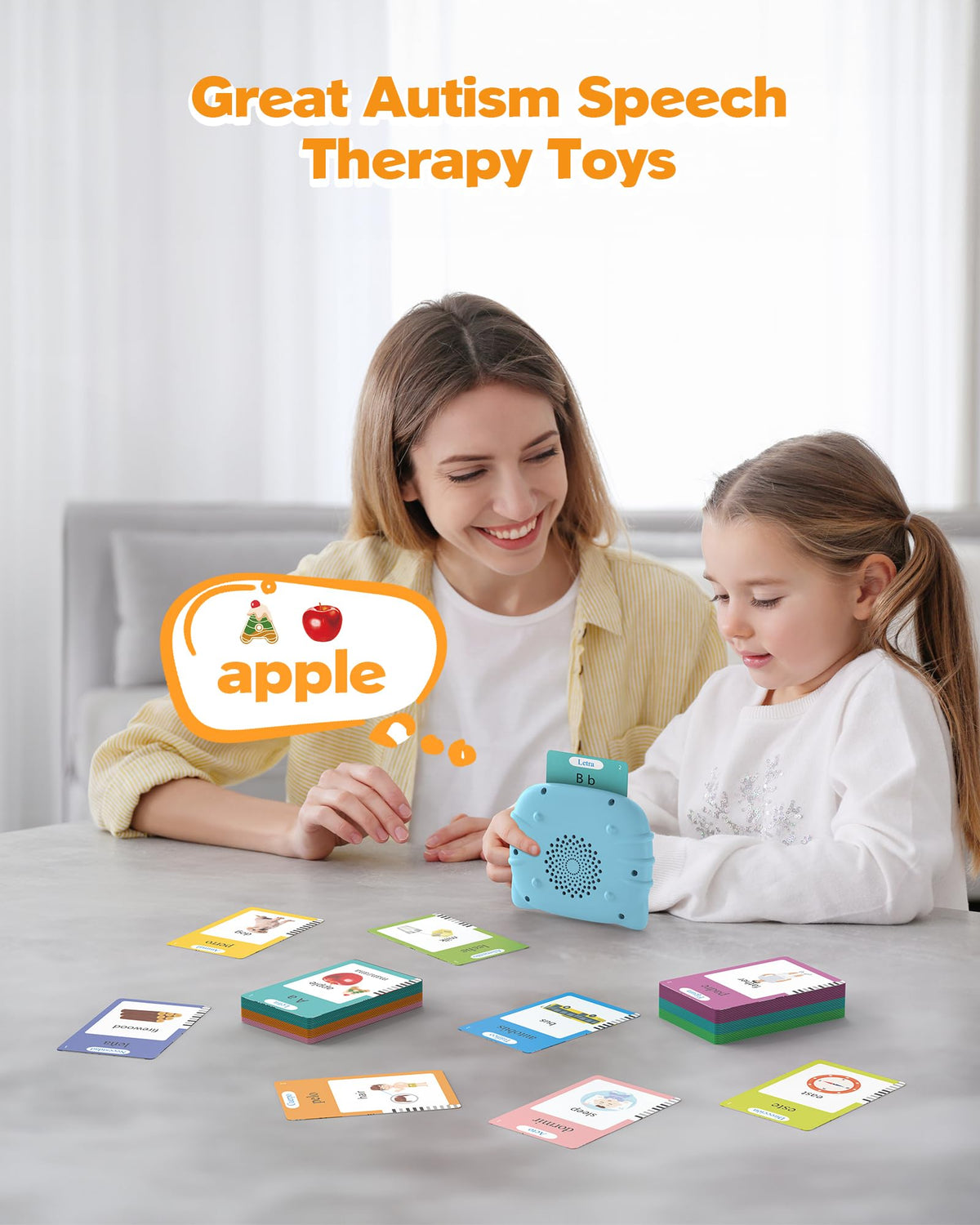 Airbition Talking Flash Cards for Toddlers Ages 1‑4,224 Words English Blue
