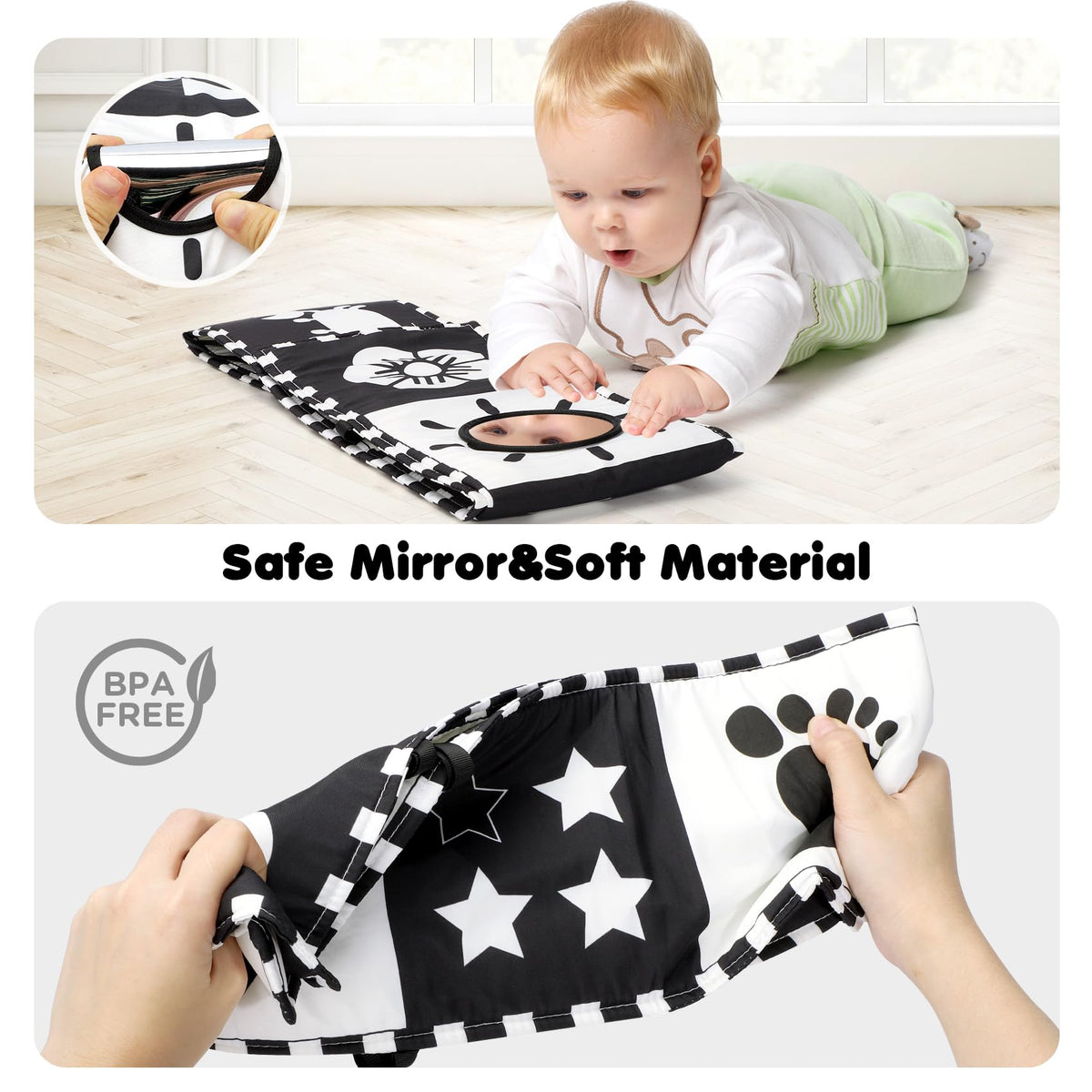URMYWO Black and White Baby Toy, Tummy Time High Contrast Newborn Toys