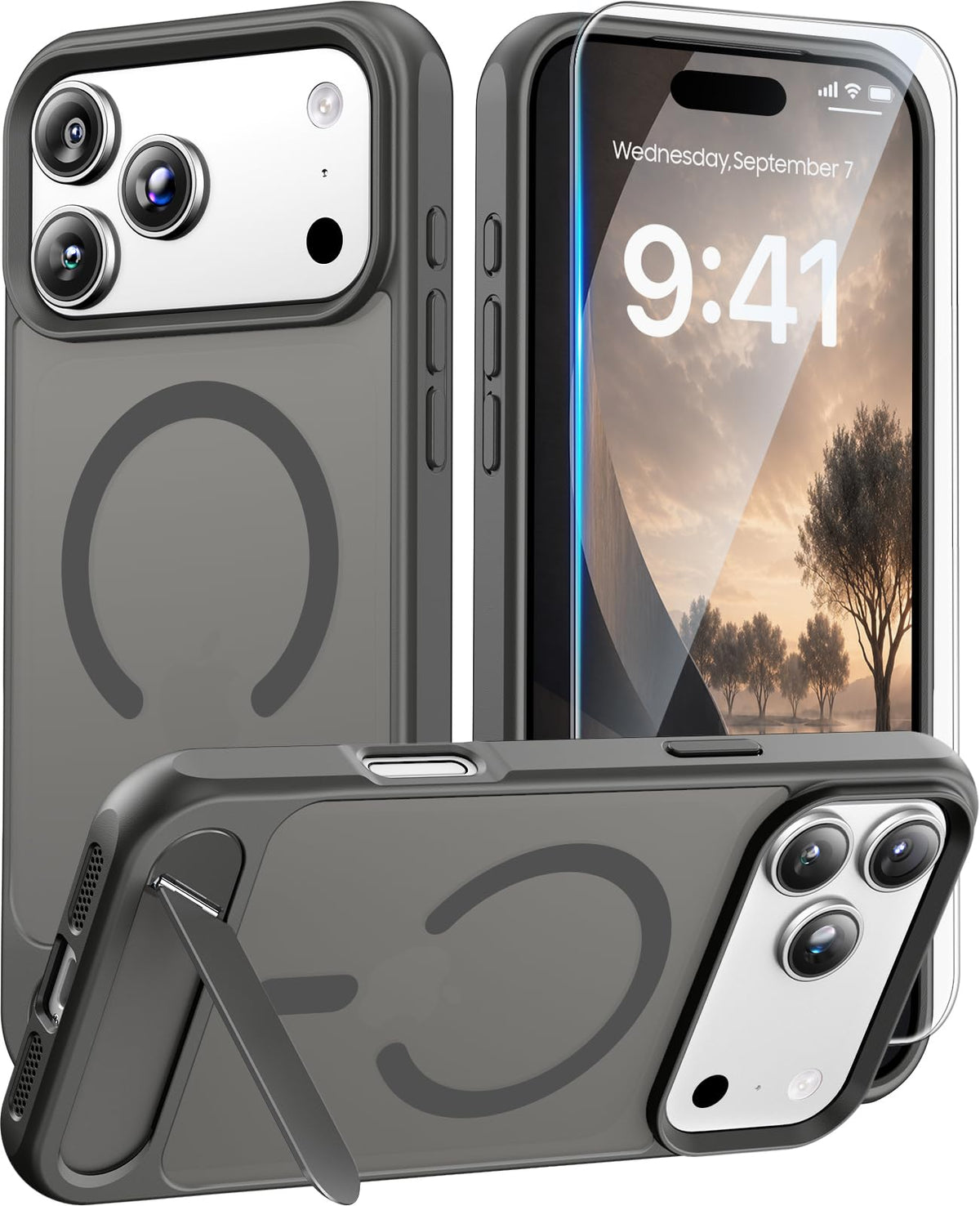 Magnetic for iPhone 15 Case with Stand, Clear