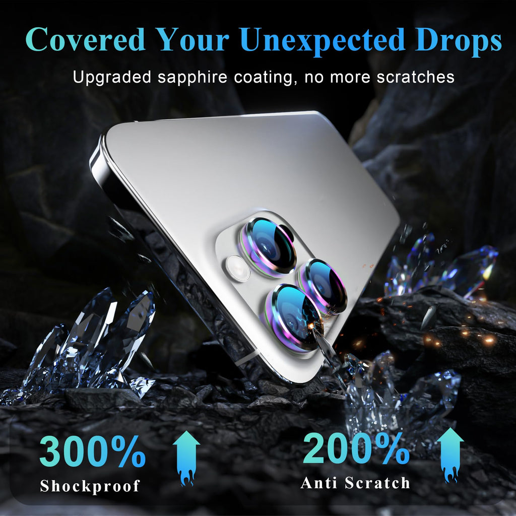 YWXTW Camera Lens Protector for iPhone 16 Pro/iPhone 16 Pro Max, [1 Step Installation Tray] Tempered Glass Screen Protector Metal Individual Camera Cover Accessories Case Friendly (Desert Titanium)