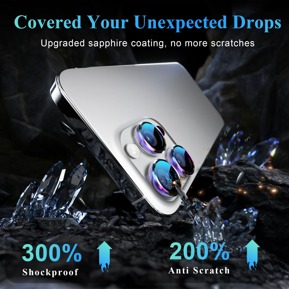 YWXTW Camera Lens Protector for iPhone 16 Pro/iPhone 16 Pro Max, [1 Step Installation Tray] Tempered Glass Screen Protector Metal Individual Camera Cover Accessories Case Friendly (Desert Titanium)