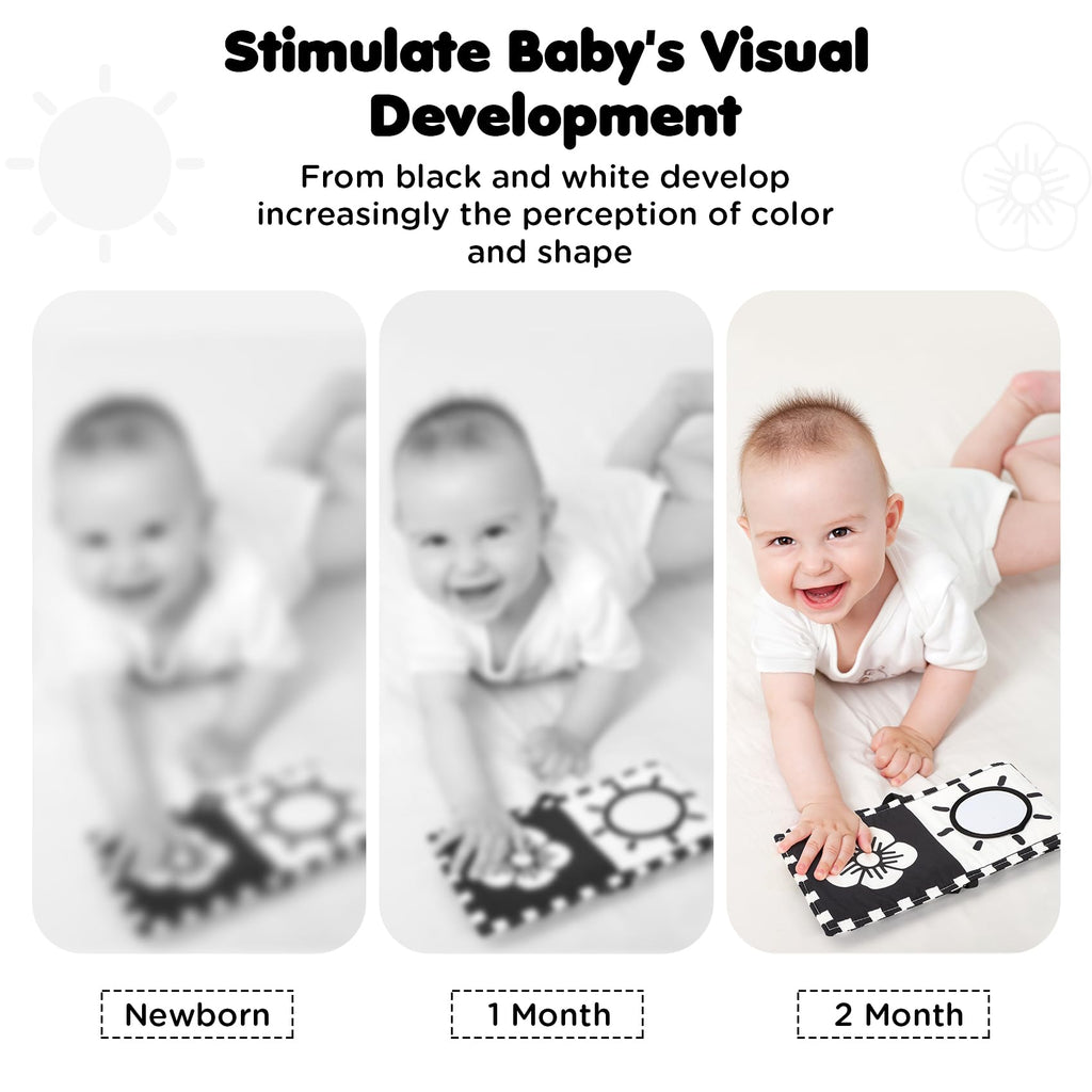 URMYWO Black and White Baby Toy, Tummy Time High Contrast Newborn Toys