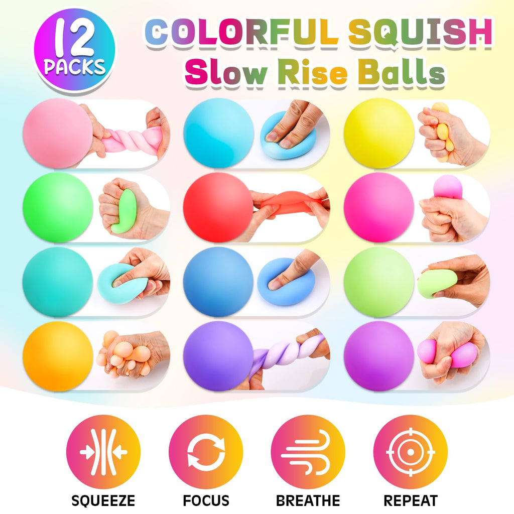 VISCOO 12 Pack Slow Rising Stress Cube, Stress Balls Fidget Squishy Toys