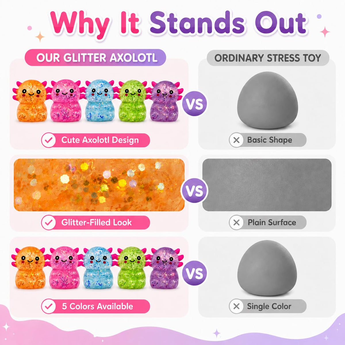 Axolotl Squishy Stress Ball, Soft Slow Rising Sensory Toy