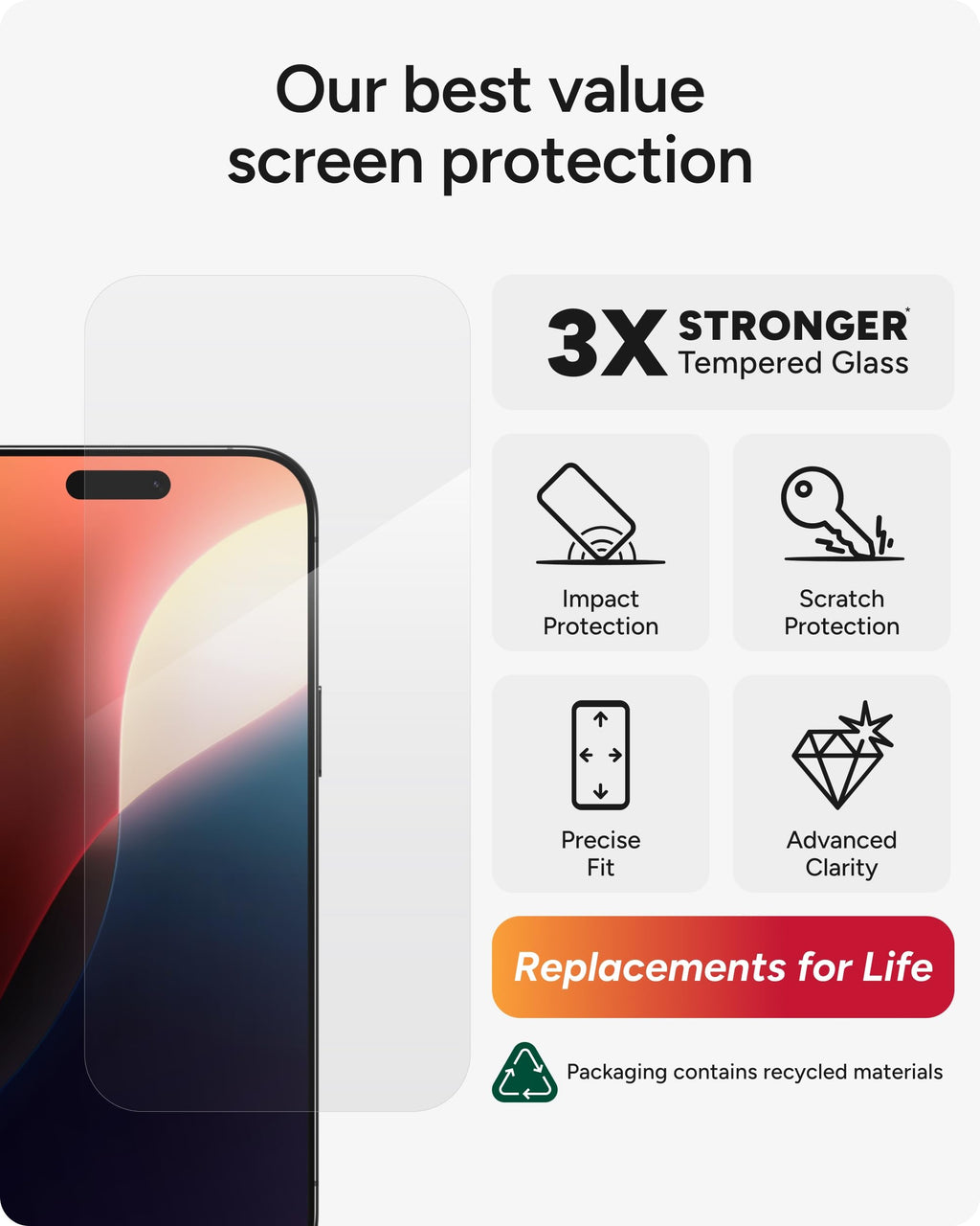 ZAGG Glass+ Screen Protector for iPhone 18 Pro Max/iPhone 17 Pro Max