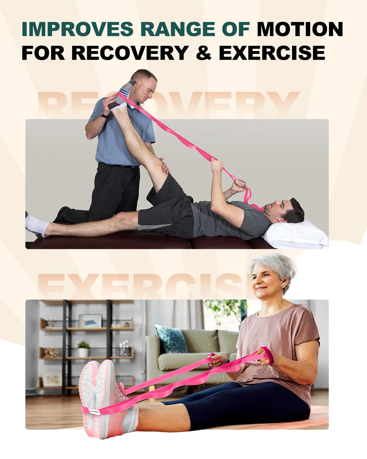 Trideer Stretching Strap with Loops, Yoga Strap, Stretch Bands for Exercise